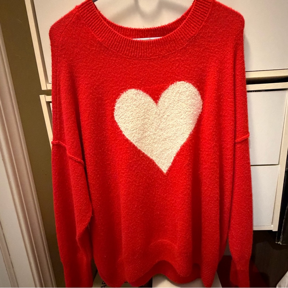 CeCe Red Sweater with White Heart